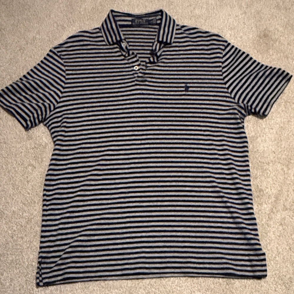 Striped Polo Shirt - Blue and Black